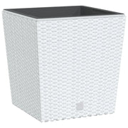 Fioriera | Cassetta per fiori | Vaso con Interno Rimovibile Bianca 21 / 32 L PP Rattan