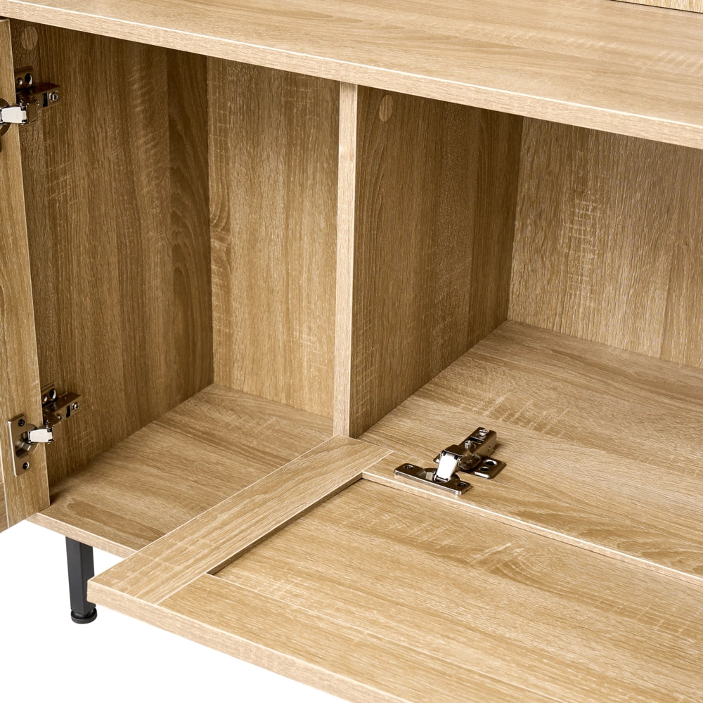 Mobile da ingresso con scarpiera a specchio L 112 cm A 179 cm Armadio Appendiabiti Truciolato Marrone Chiaro