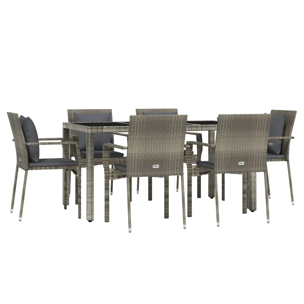 Set da Pranzo da Giardino 7 pz con Cuscini in Polyrattan Grigio 3157960