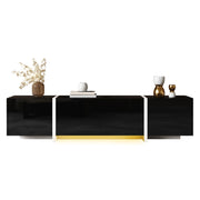 Mobile TV con 3 Ante; 1 Cassetto e 1 Anta a Ribalta con LED per Soggiorno in Truciolare 170 × 30 × 39 cm Nero e Bianco