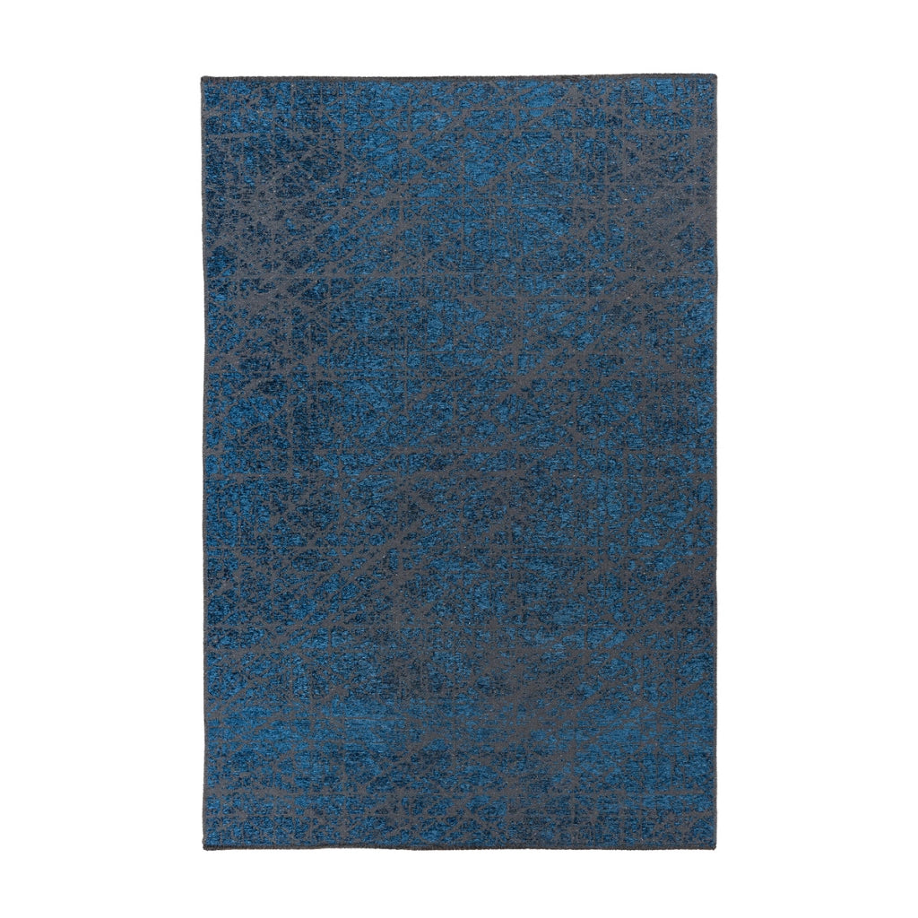Tappeto Kalea 200 Blu a Trama Piatta Effetto 3D