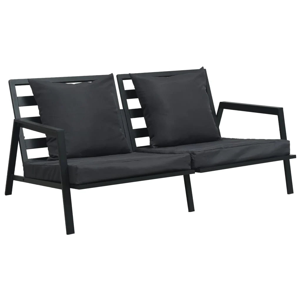Set di mobili da giardino per esterni 4 pezzi con cuscini alluminio grigio scuro 02_0016078