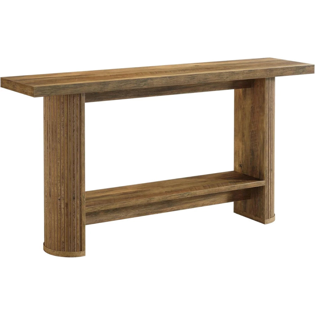 Consolle stretta per ingresso e soggiorno in legno ingegnerizzato marrone 153x38x16 cm