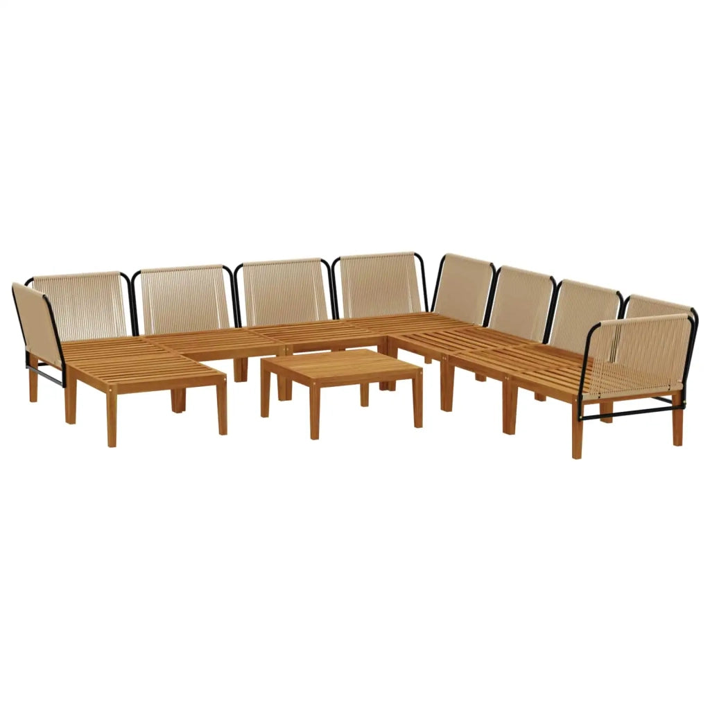9 pcs Legno massiccio di acacia e corda Naturale 3407783
