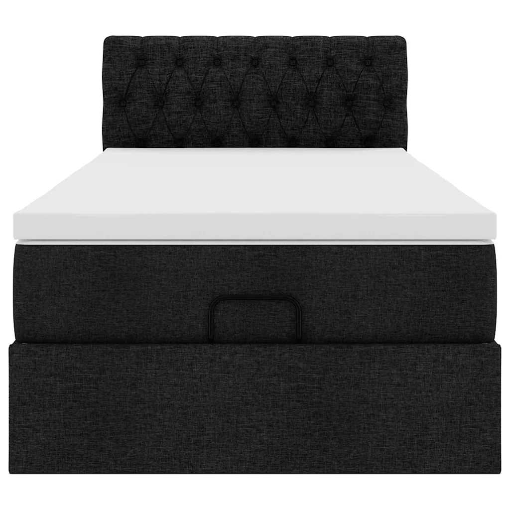 Struttura Letto Pouf con Materasso Nero 90x190 cm in Tessuto 3312355