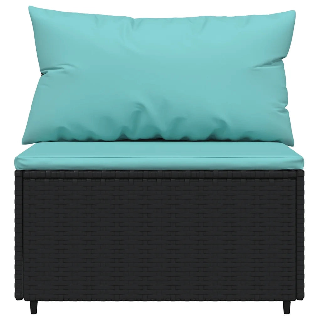 Set Divani da Giardino 4 pz con Cuscini Nero in Polyrattan 319797