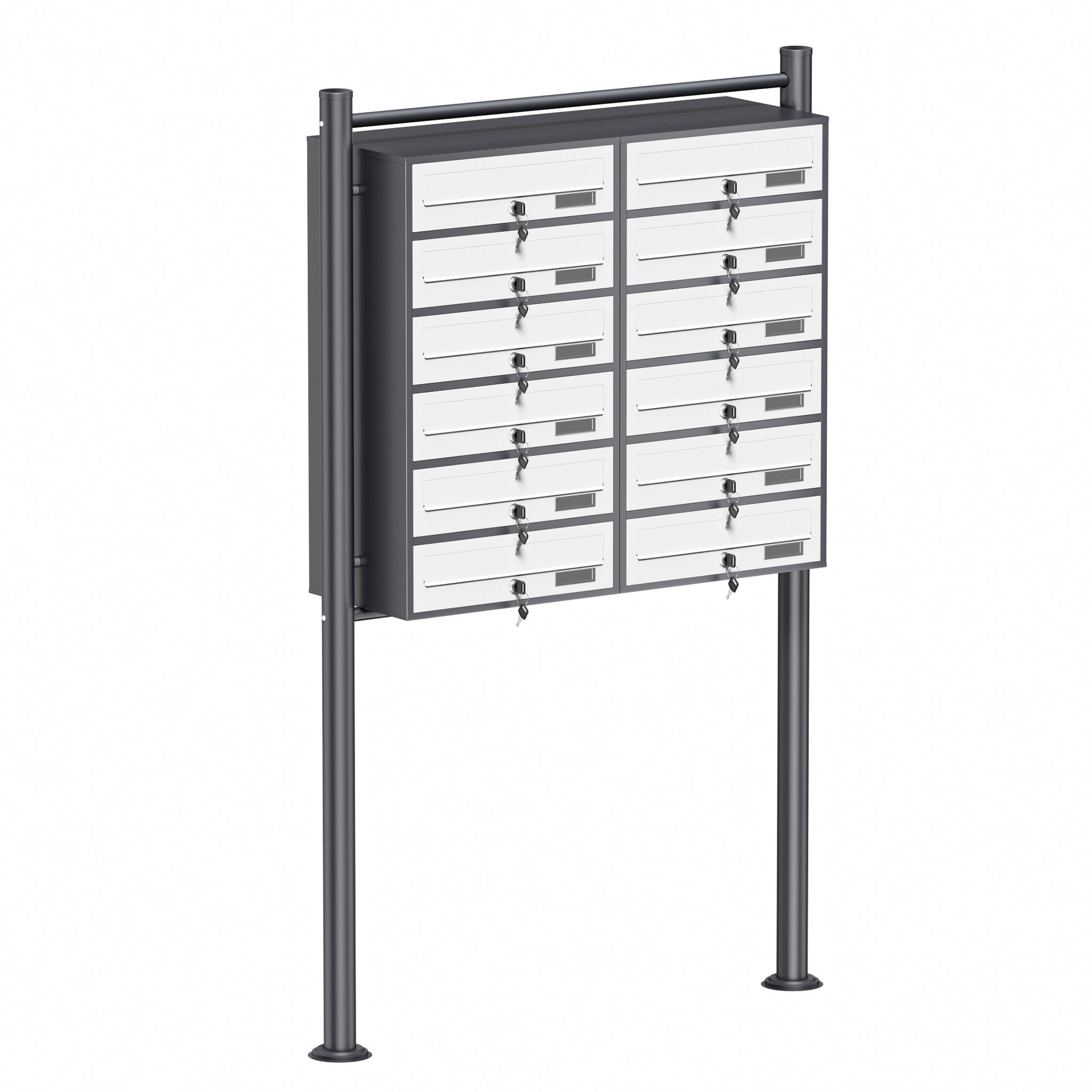 Cassetta postale condominiale autoportante 12 posti antracite/bianco 945 x 270 x 1500 mm 2 moduli