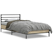 Letto singolo | Letto per adulti | Giroletto Rovere Sonoma 75x190cm in Legno Multistrato e Metallo
