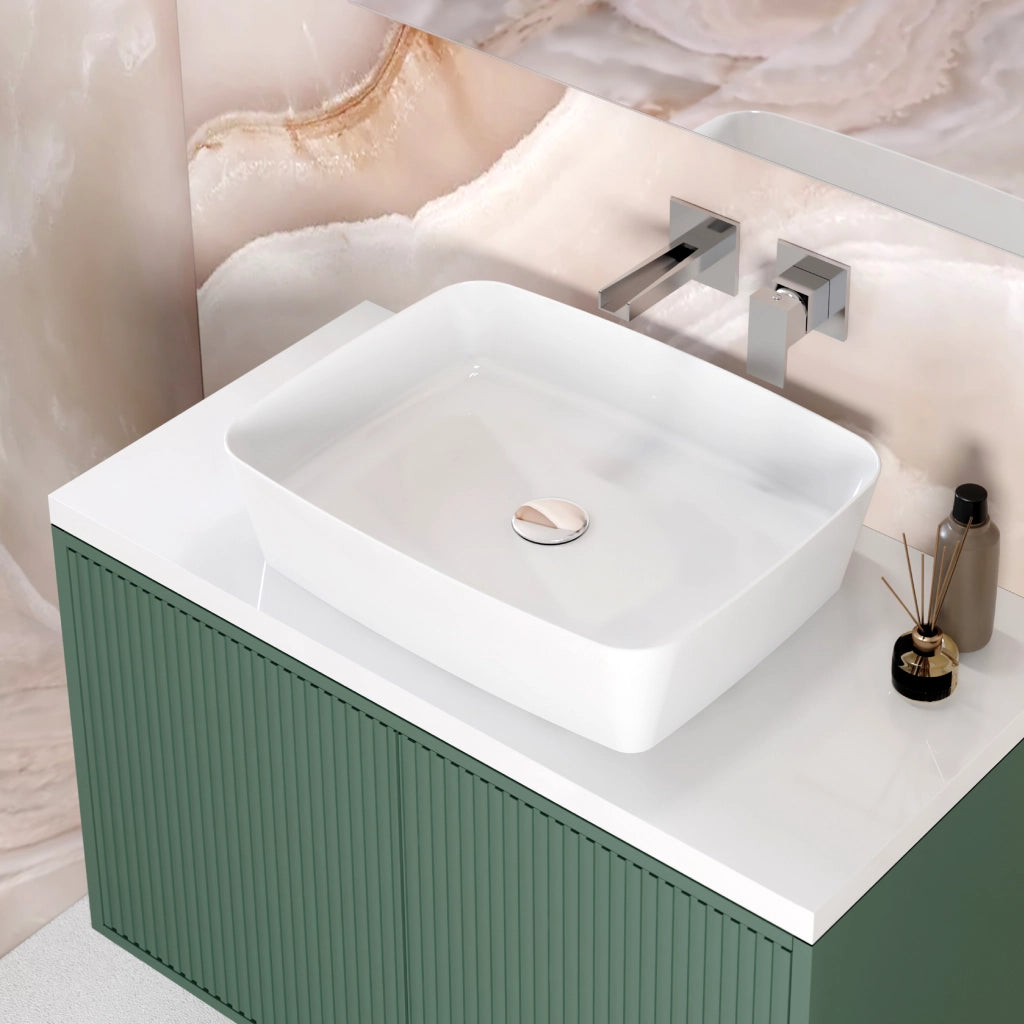 LAVABO DA APPOGGIO IN CERAMICA BIANCA MODELLO ELARA 50 - 49,5X37,5X13 CM  - BAR