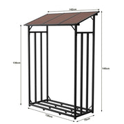 Portalegna in metallo antracite 130 x 70 x 145 cm con tetto