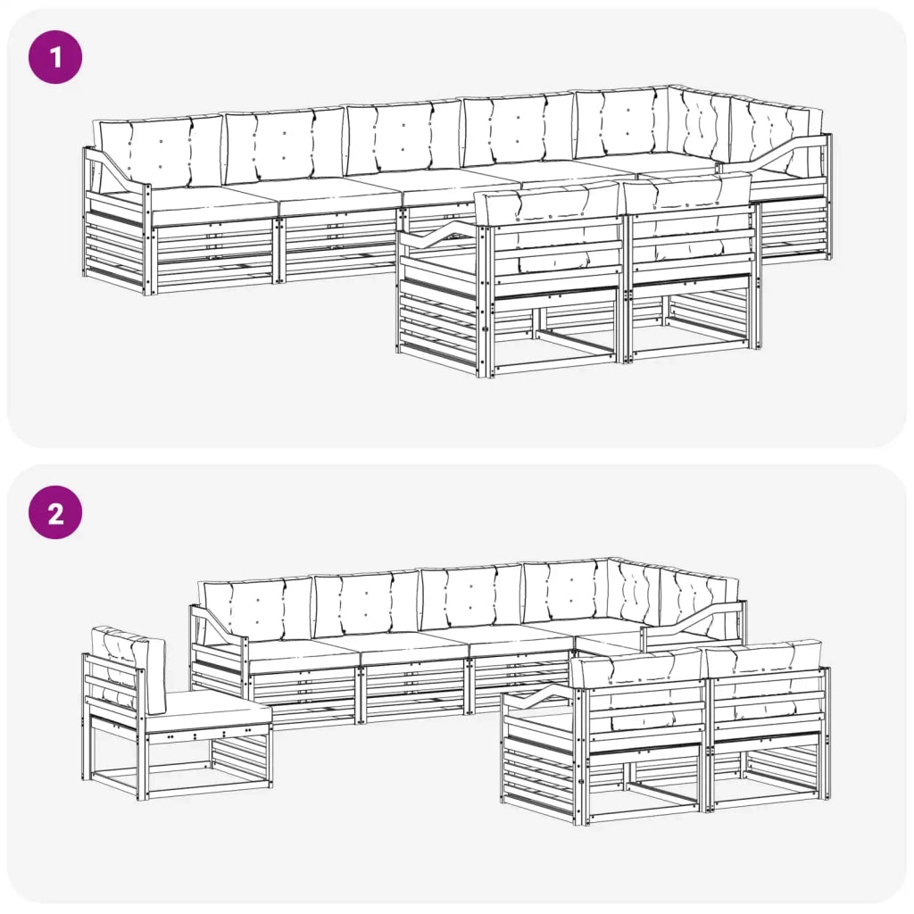 Set di divani da esterno con cuscino 8 pcs Naturale e Crema 3373675