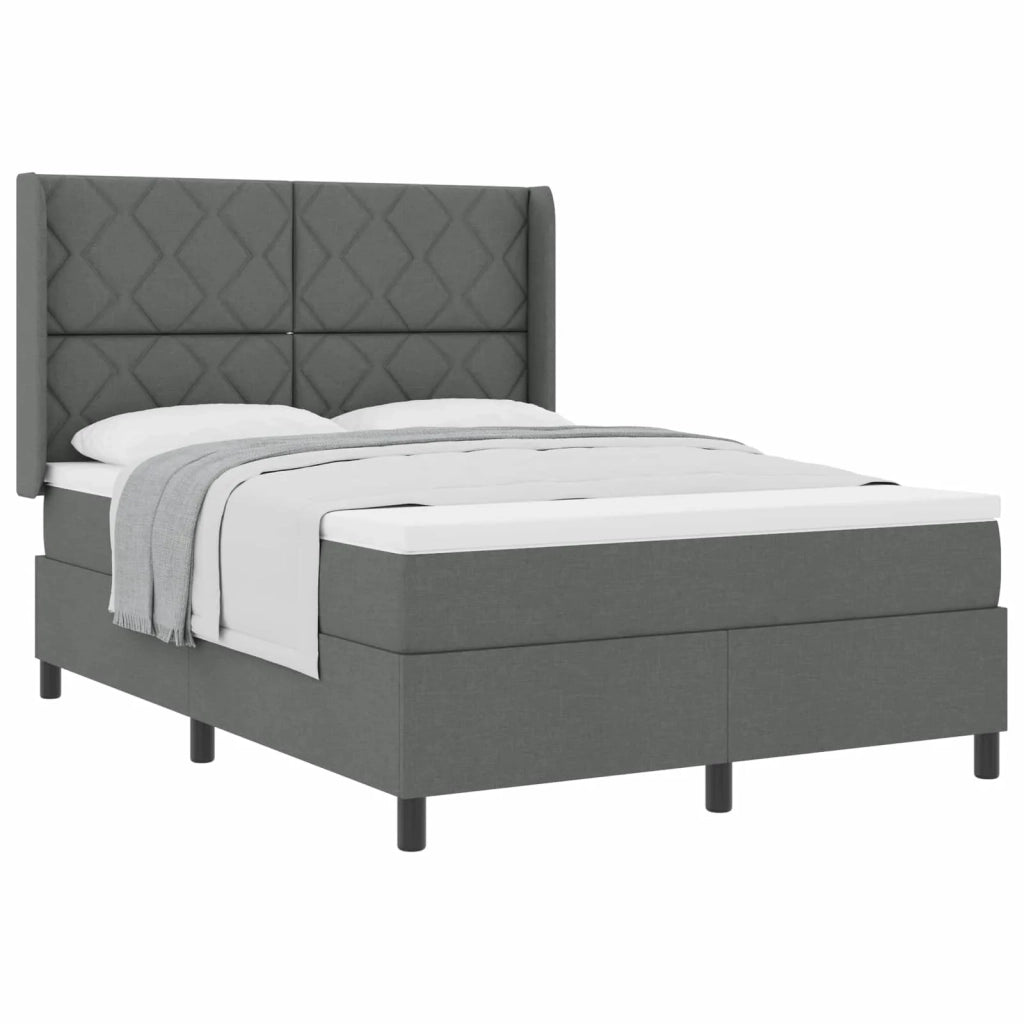 Letto a molle con materasso Grigio scuro 160 x 200 cm Tessuto