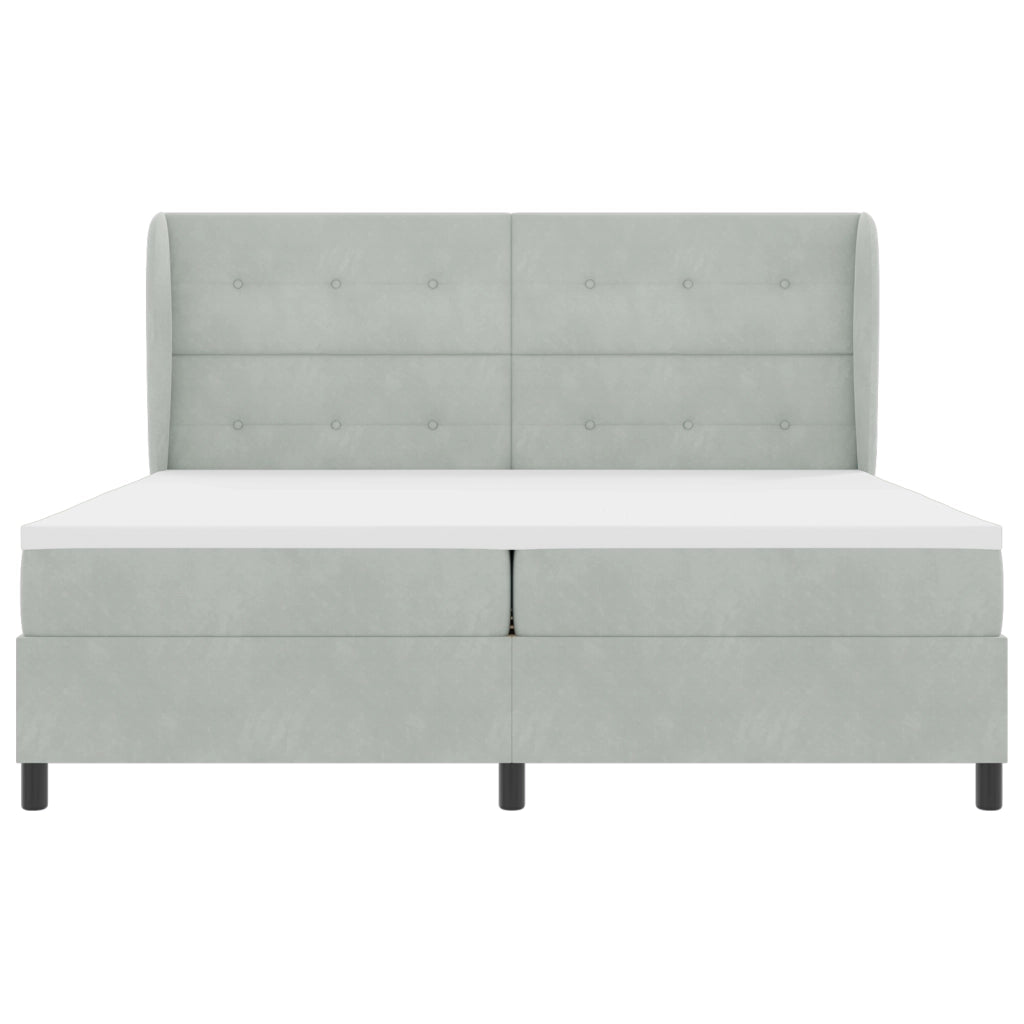 Letto Box Spring con Materasso  Grigio Chiaro 200x200 cm Velluto