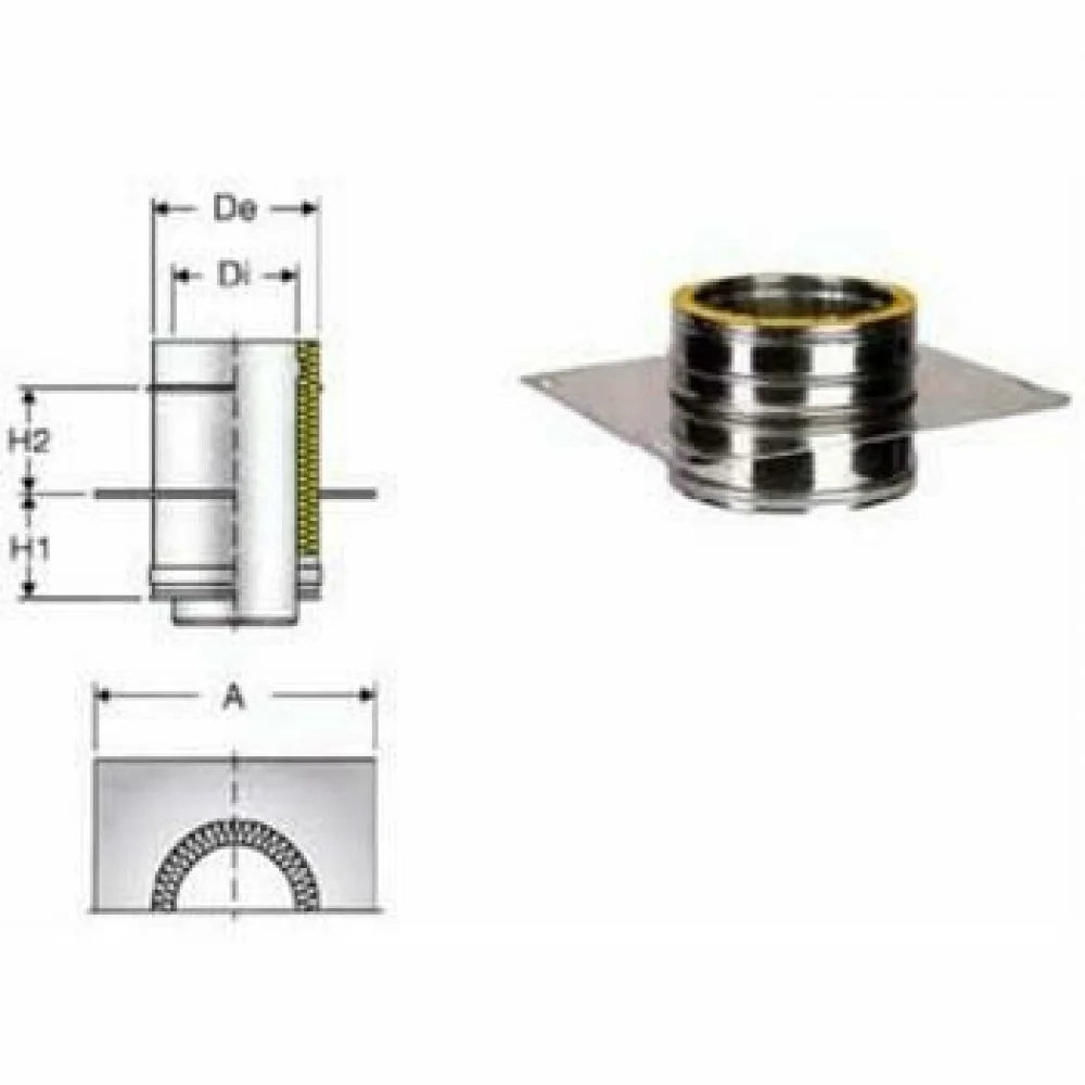 Inox doppia parete piastra con e lemento diritto d.100 b08xbb5zc4