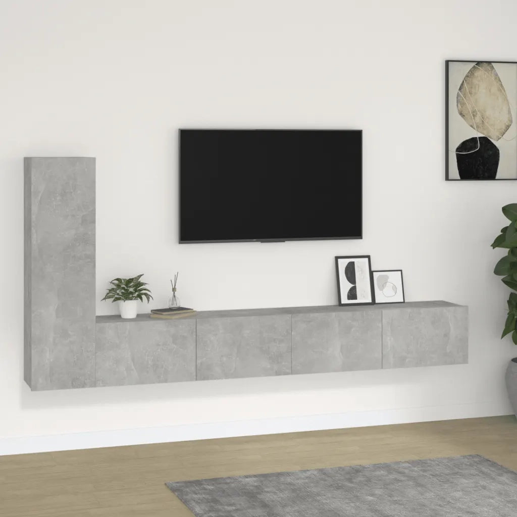 Set di Mobili Porta TV 3 pz | Armadietto TV | Mobile Porta TV Grigio Cemento in Legno Multistrato
