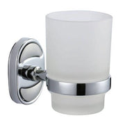 Trade Shop - Porta Spazzolini Dentifricio Bicchiere Vetro Satinato Parete Bagno Ovale 52007 -