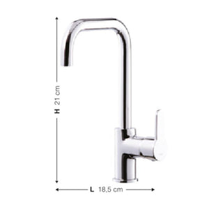 Rubinetto Cucina Miscelatore Monocomando Lavello Canna Tonda in Ottone Lento Cromato