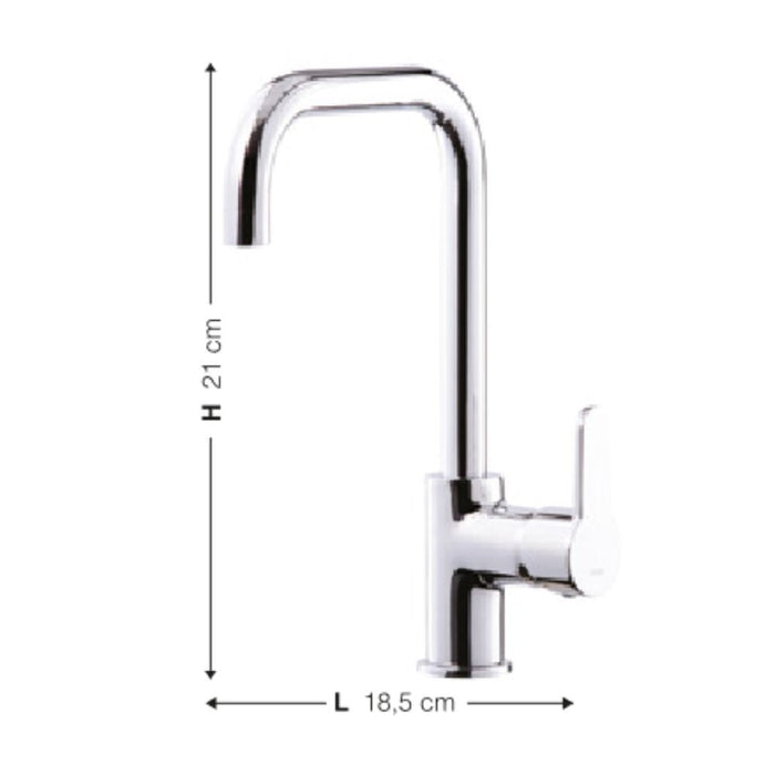 Rubinetto Cucina Miscelatore Monocomando Lavello Canna Tonda in Ottone Lento Cromato