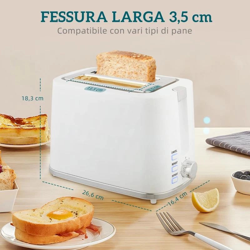 SET BOLLITORE ELETTRICO DA 1.7L 2200W CON TERMOSTATO E TOSTAPANE DOPPIO CON 7 LIVELLI DI DORATURA, BIANCO