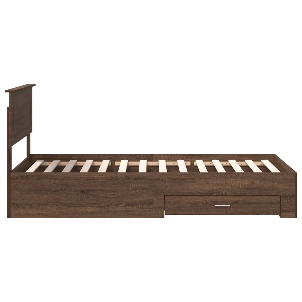 Letto singolo | Letto per adulti | Struttura del letto Rovere Marrone e Argento 75 x 190 cm