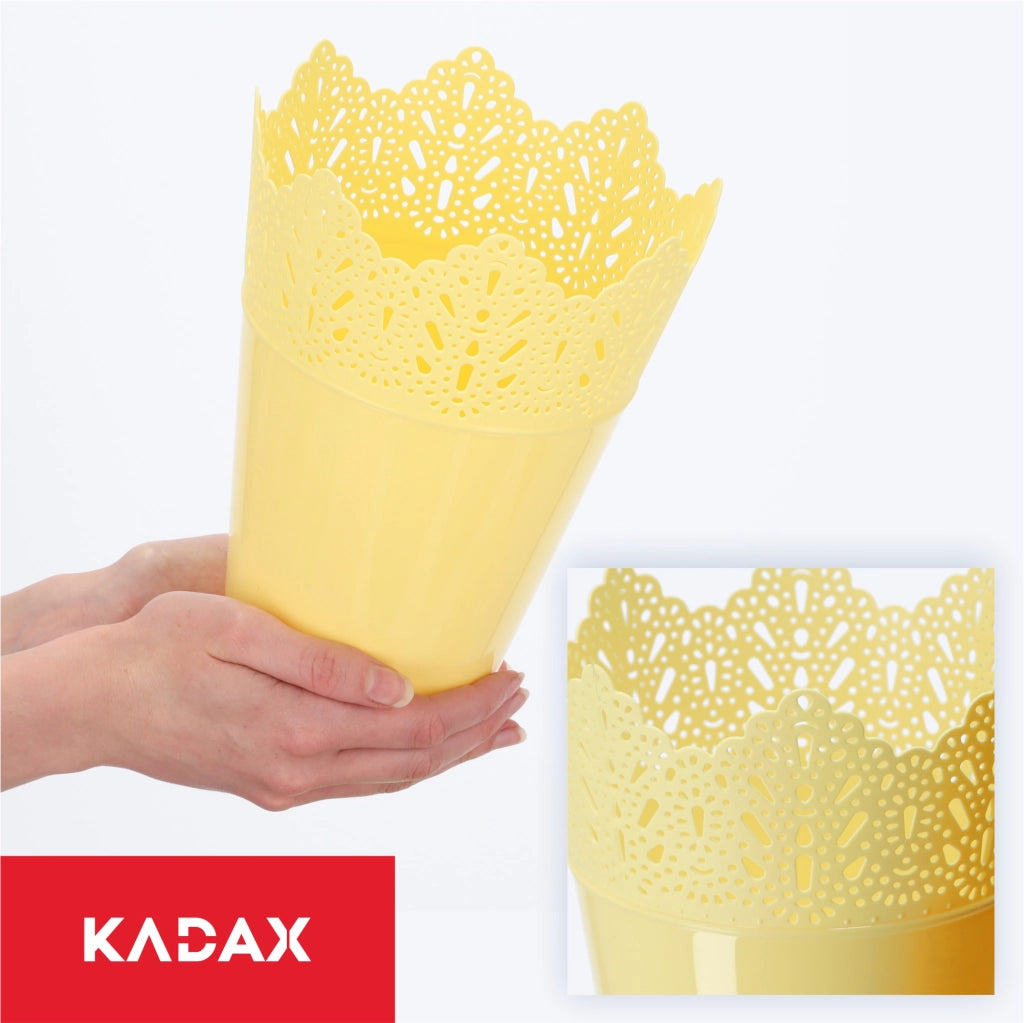 Vaso da fiori KADAX, vaso da fiori, coperchio, alto, in plastica, 16,5 cm, giallo