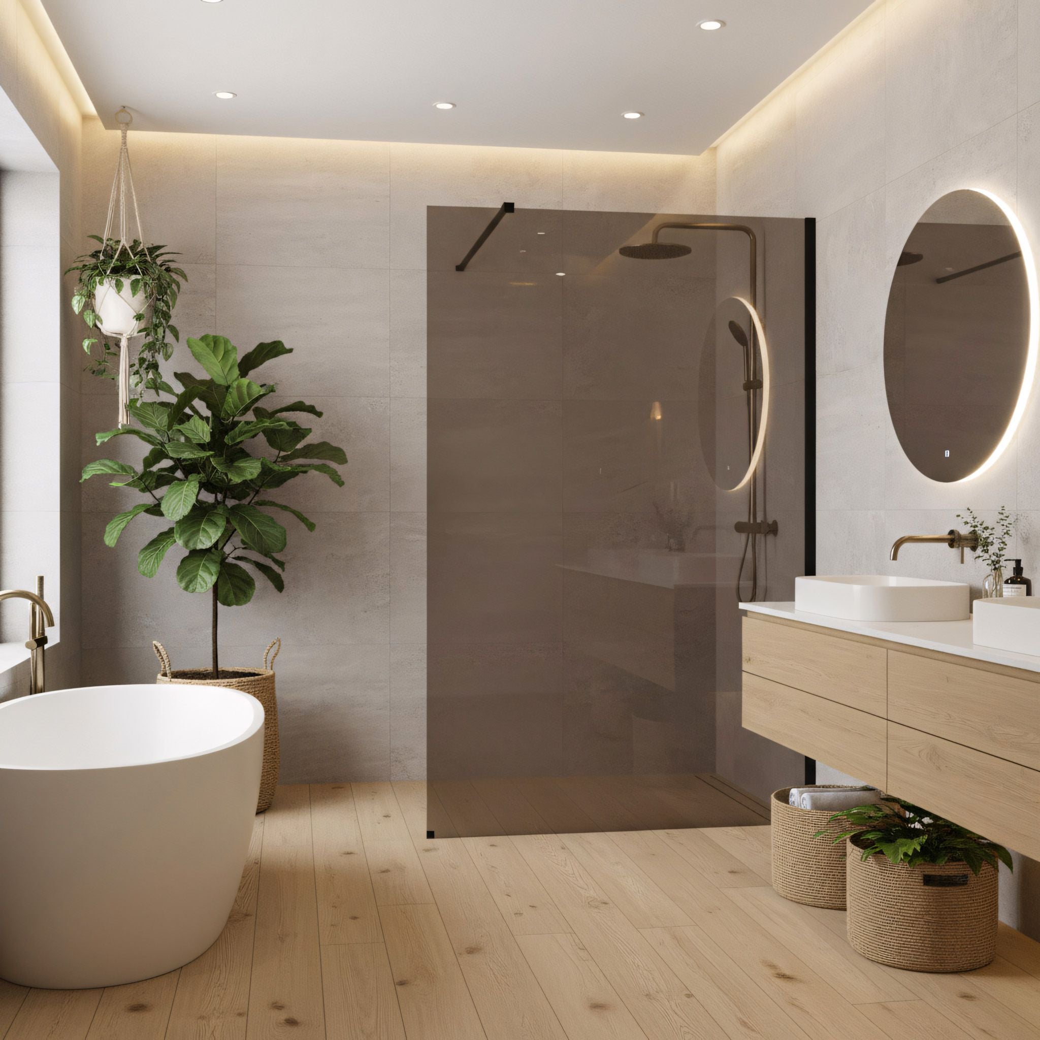 Parete Doccia Rea Flexi Brown / Black 140