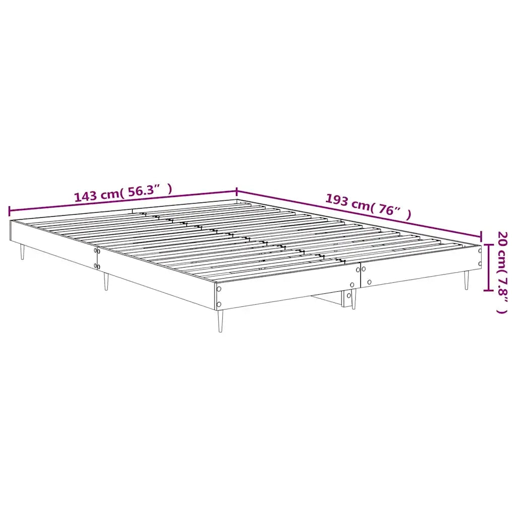 Letto matrimoniale | Letto per adulti | Giroletto Bianco Lucido 140x190 cm in Legno Multistrato