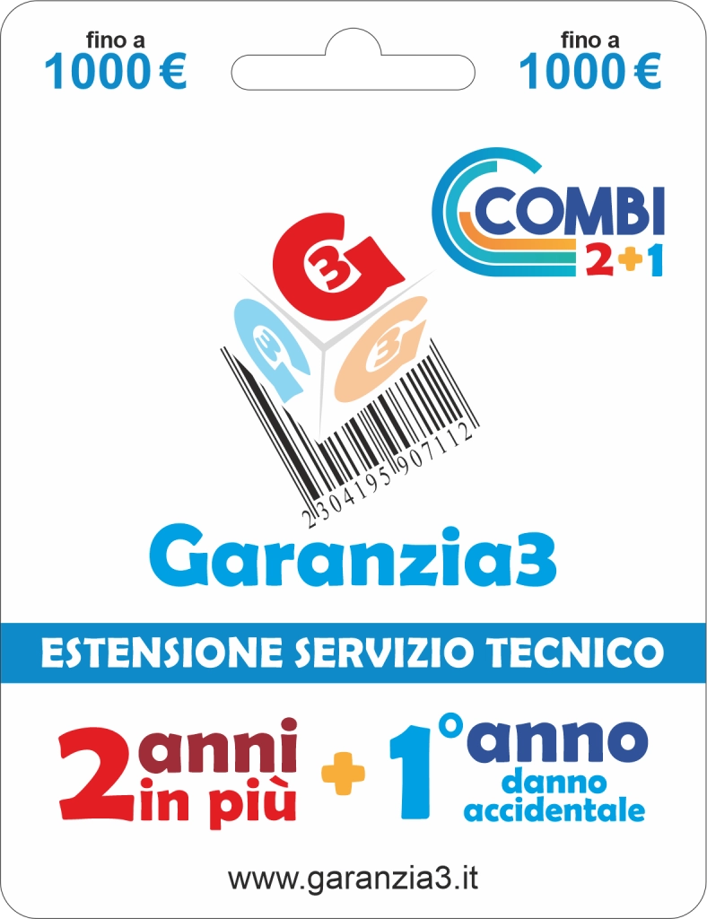 Garanzia3 combi - 2anni+1anno per danno accidentale valore massimale di copertura 1000 prodotto virtuale - GR3V COMBI-1000
