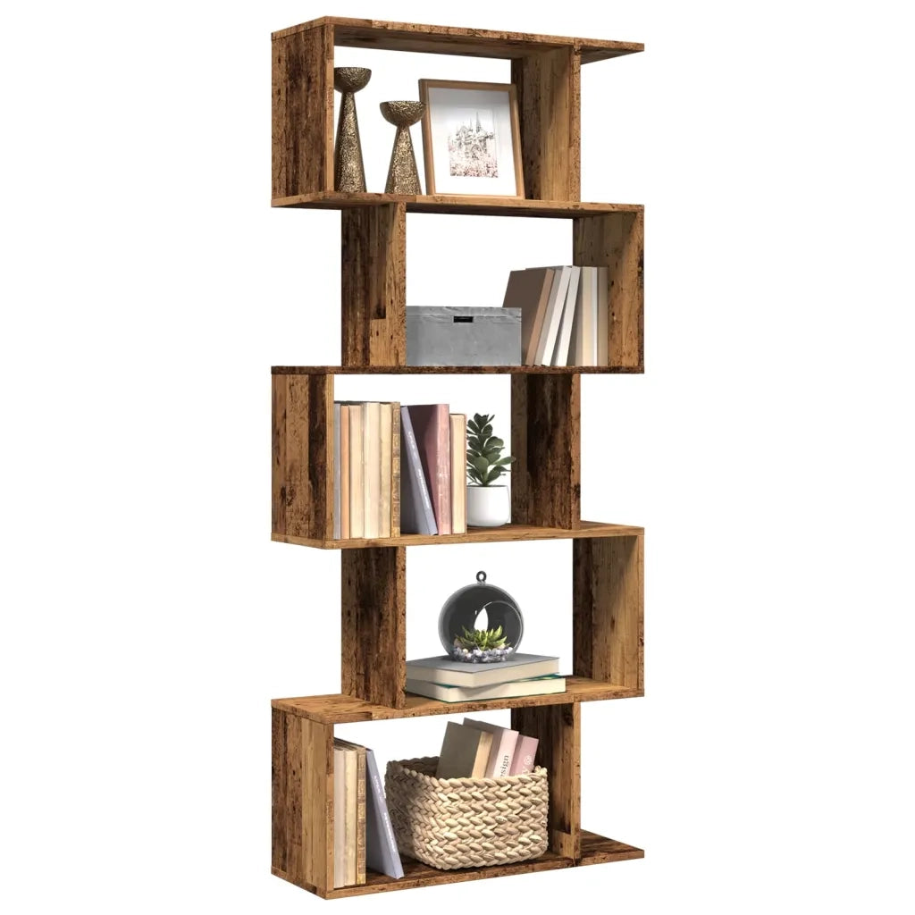 vidaXL Libreria Divisorio 5Ripiani Legno Antico 70x24x161cm Truciolato