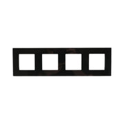 Cornice quadrupla in vetro nero per presa e interruttore 299x86 mm