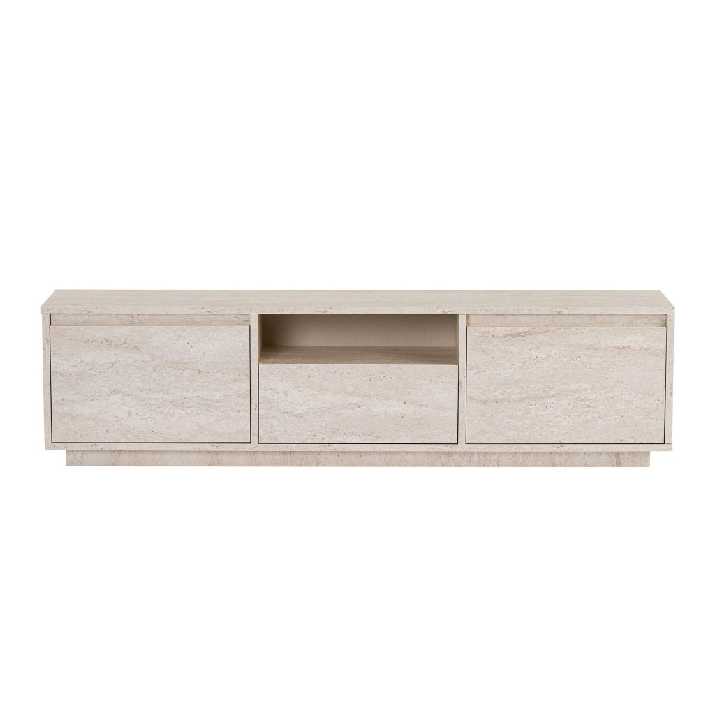 Morrigan, Mobile Porta tv un Ripiano, 160x30x42h cm Bianco Marmo