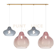 SOSP. OTTONE SATINATO 4 LUCI RETTANGOLARE VETRI (2 X PICCOLO ZA + 2 X GRANDE RU) 1191OS-S4 RMIX-ZR