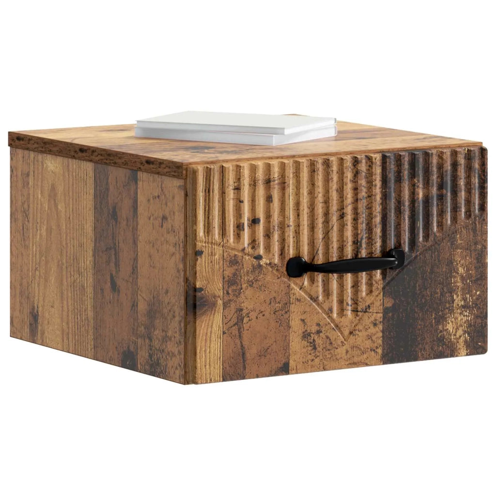 Mobiletto da notte a muro 2 pcs Legno antico 34,5 x 33 x 20 cm 898952