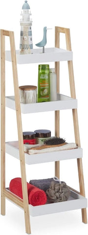 Scala a 4 ripiani per bagno - Spazio di stoccaggio aperto in stile scandinavo