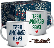 Mokki per Nonni Migliori Nonna e Nonno Mai Caffè Mokki Regali dal Pronipote o Pronipotina Regalo di Natale Perfetto 2 Set Tazze Regalo V1