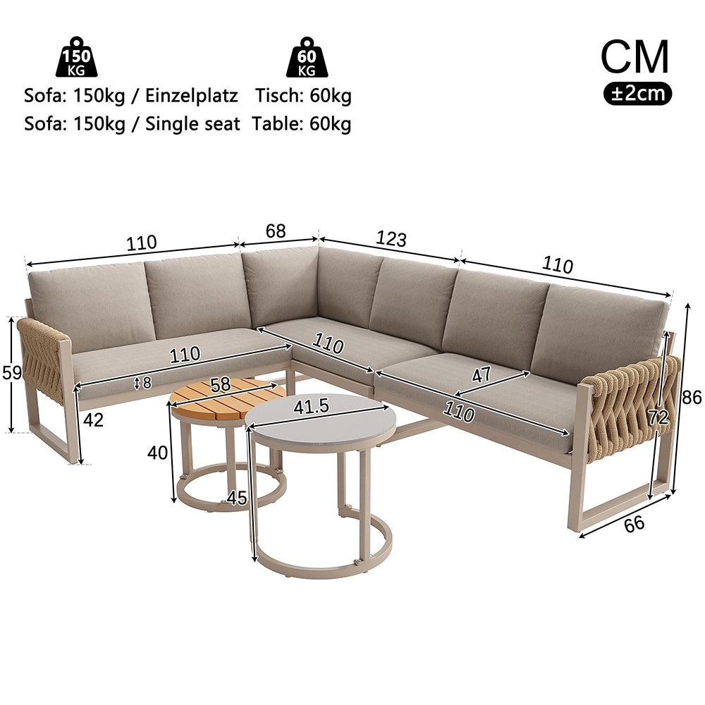 Set da giardino modulare - Xylo - Regolabile impermeabile per 5-6 persone
