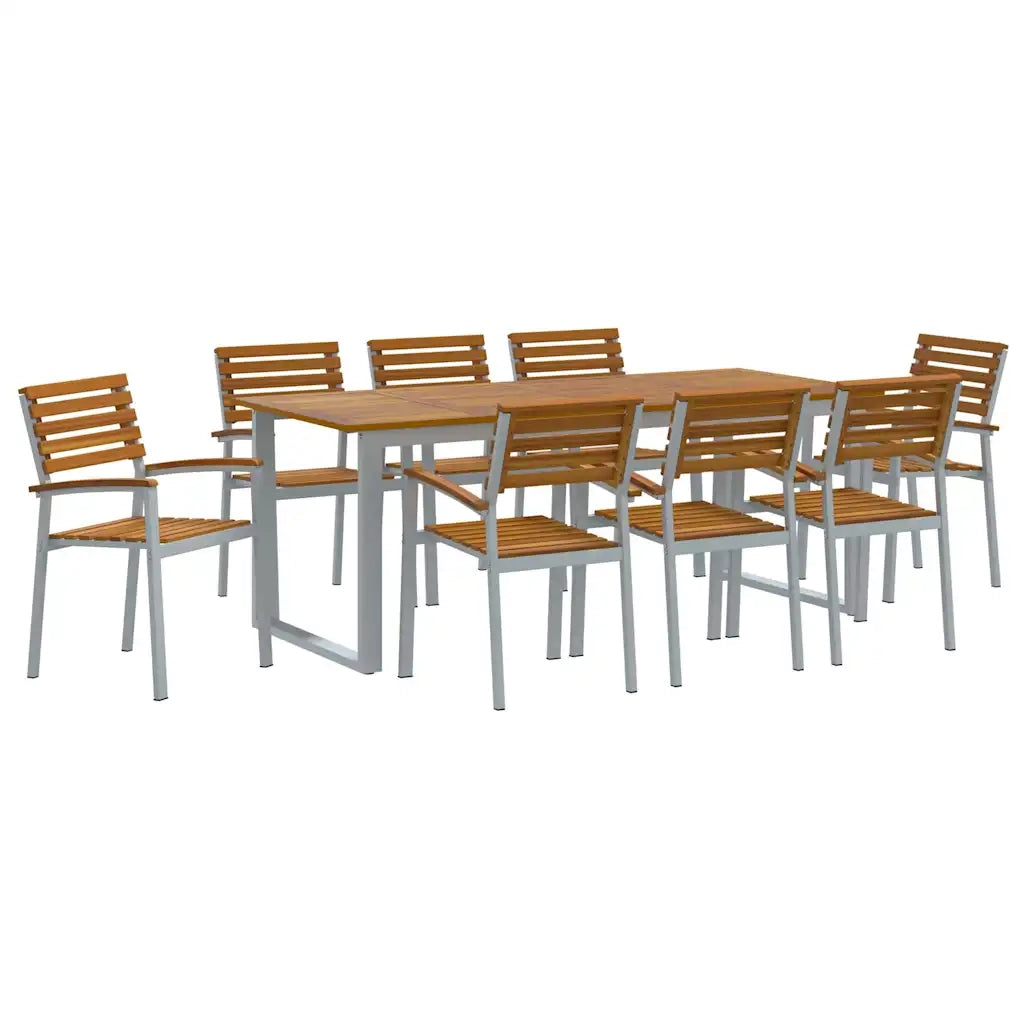 Set da Pranzo per Giardino 9 pcs Grigio 3284350