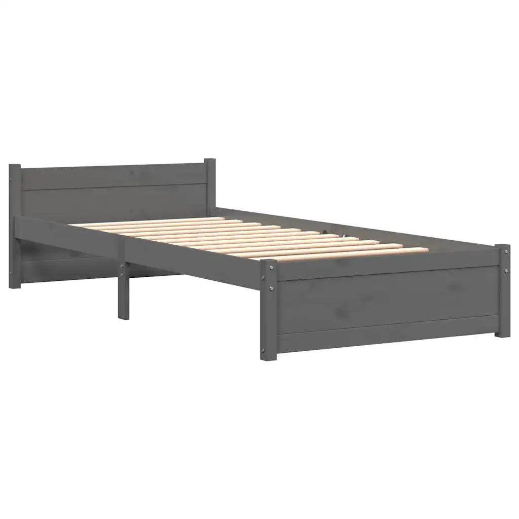 Giroletto-Struttura Letto in Legno Massello Grigio 75x190 cm Small Single 126184
