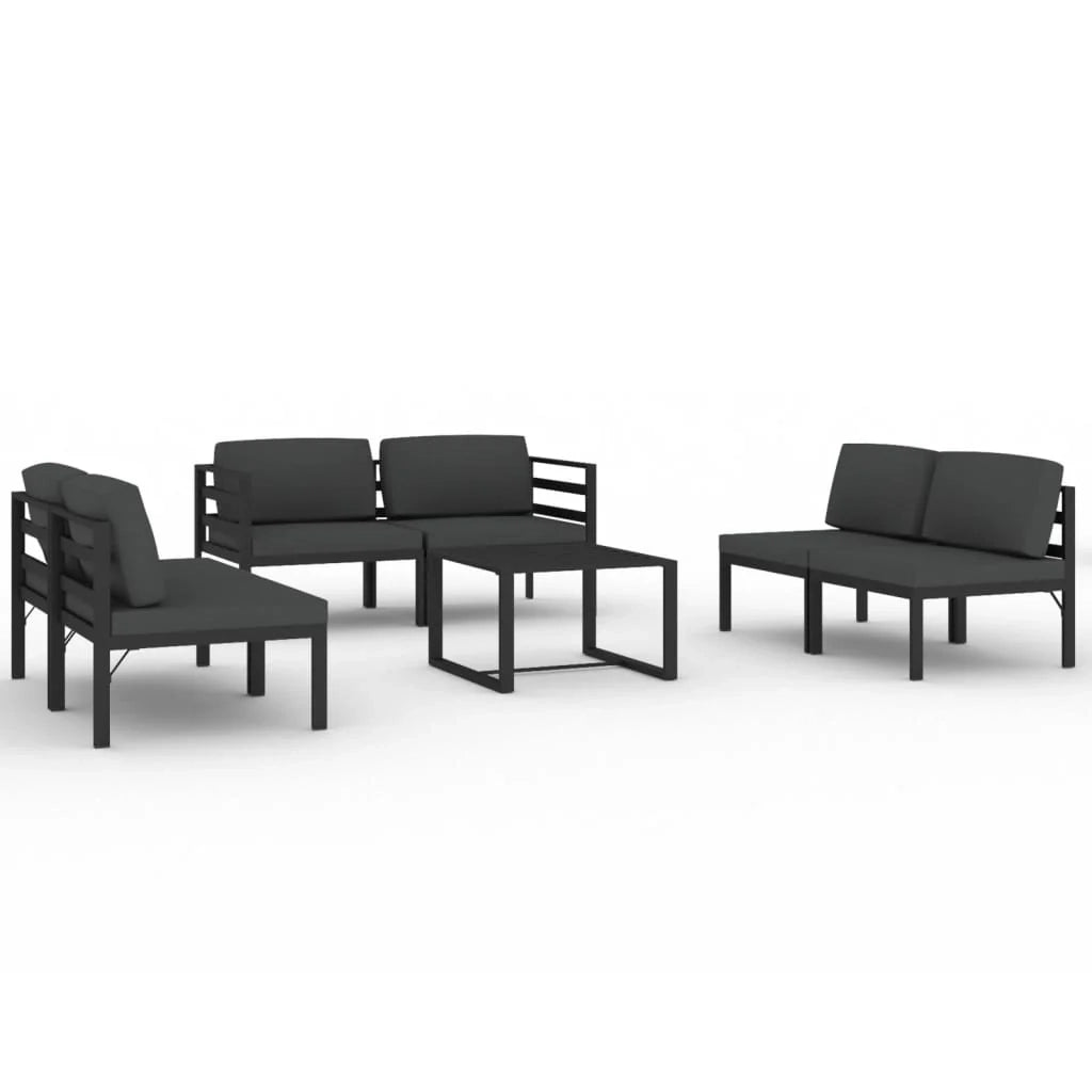 Set di mobili da giardino mobili da esterno 7 pezzi con cuscini alluminio antracite 02_0017063