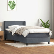 Giroletto a Molle con Materasso Grigio Scuro 90x220 cm Velluto