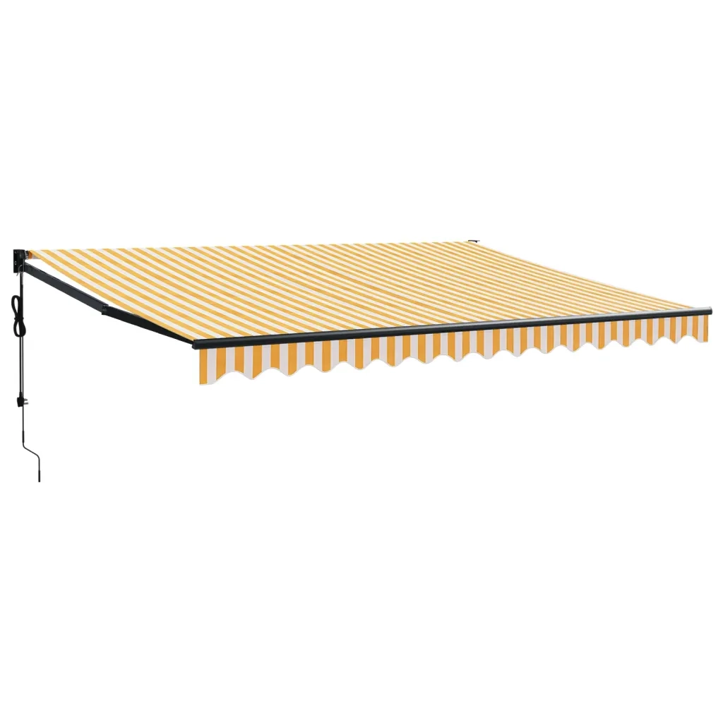 Tenda Sole Automatica Retrattile Gialla e Bianca 4,5x3 m
