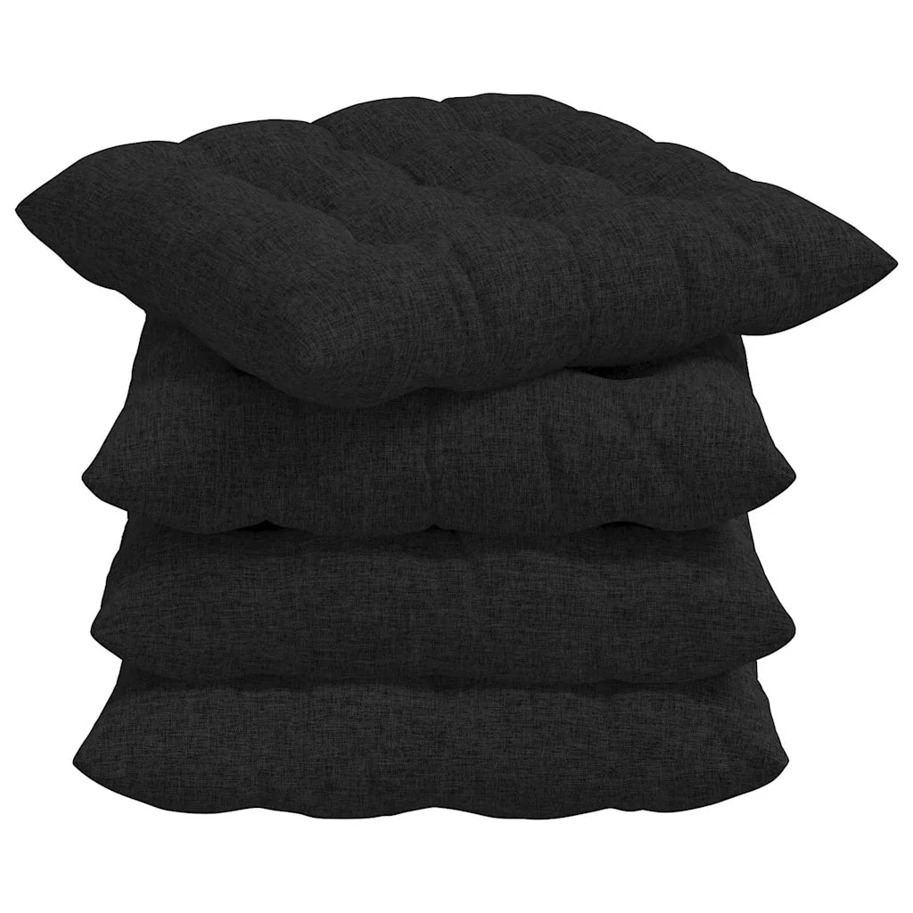 Cuscini per Seduta 4 pz | Cuscini per sedie Nero 40 x 40 x 6 cm Tessuto