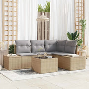 Set Divano da Giardino 5 pcs Beige polyrattan