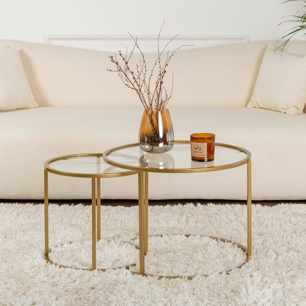 Xaden, Tavolino da Salotto set di 2 Tavolini Peso Massimo Supportato 10 kg, 60x60x43h cm oro