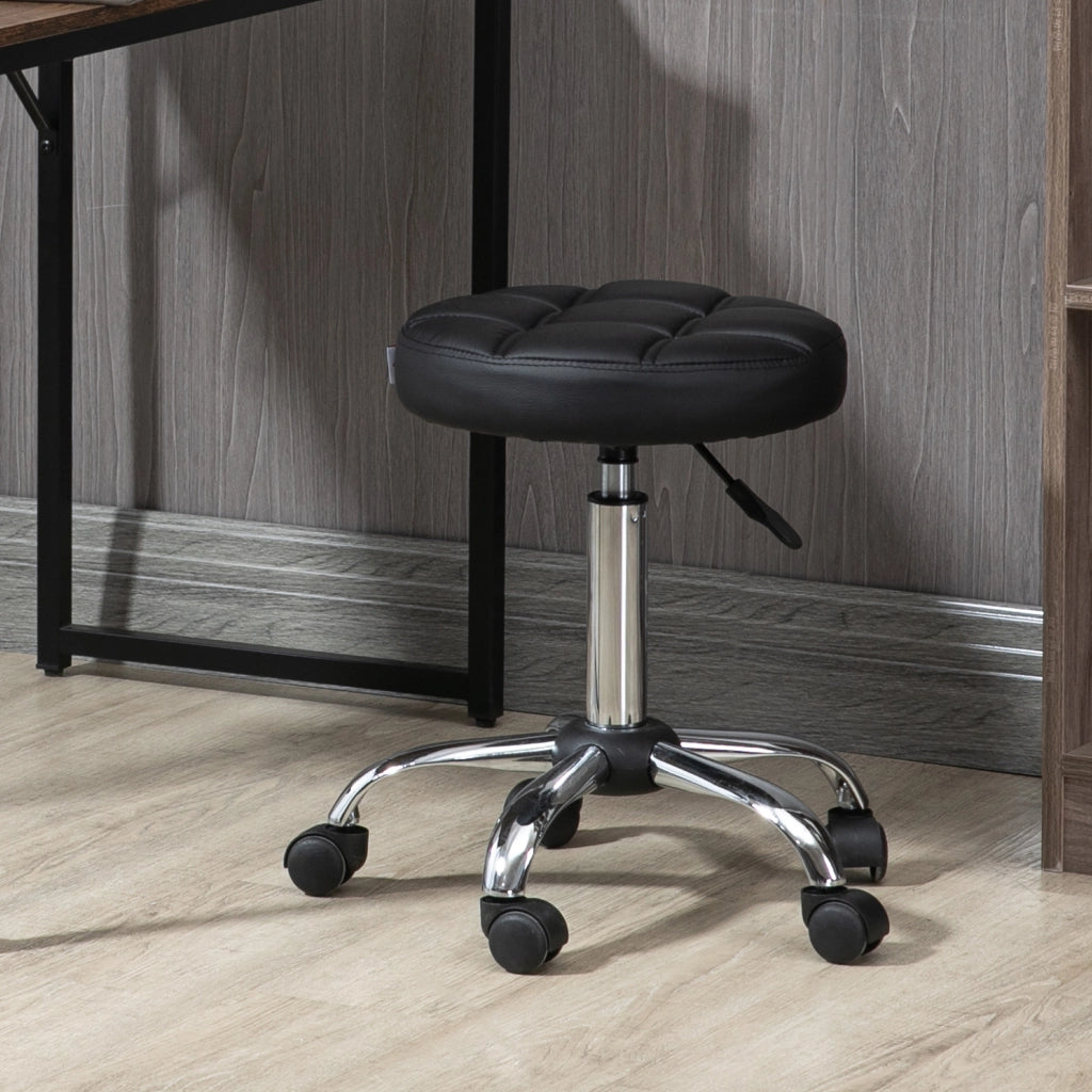 Sgabello Regolabile in Altezza con Rotelle ¨C Zephmum ¨C Nero Diametro ?35,5 cm