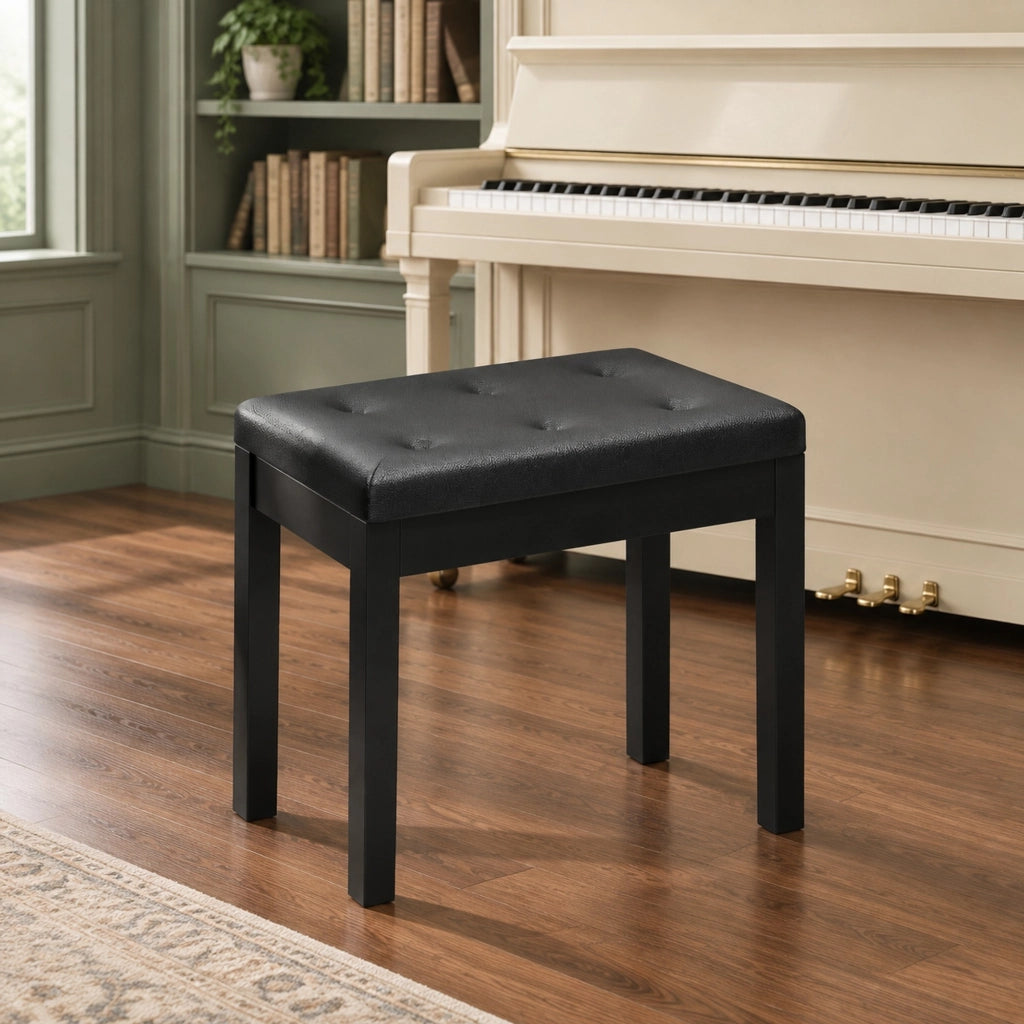 Sgabello per pianoforte con contenitore 55x34x50 cm， similpelle nera
