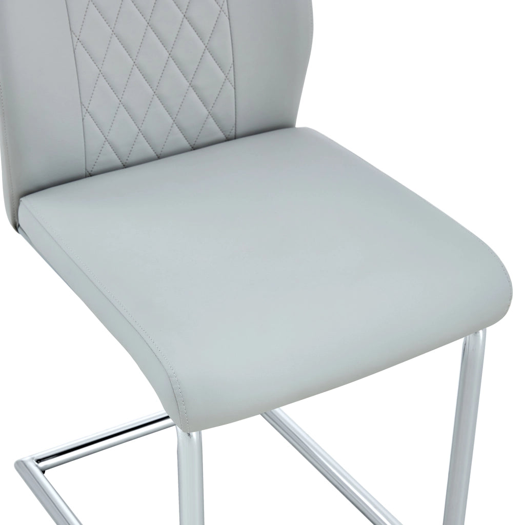 Sedie da Pranzo Scandinave ¨C MINIMAL ¨C Similpelle Grigio Chiaro, Schienale a Rete, Gambe in Metallo, Set 4 Pezzi