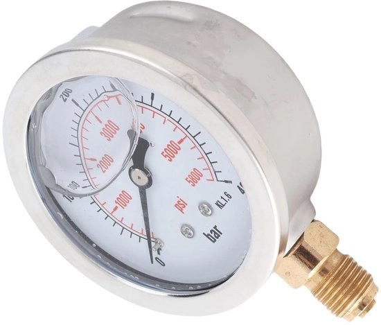 Manometro idraulico preciso per misurare 0-400 Bar / 0-5800 PSI - schermo 68 mm - connessione G1/4 - materiale metallico - peso 213 g - manometro di pressione