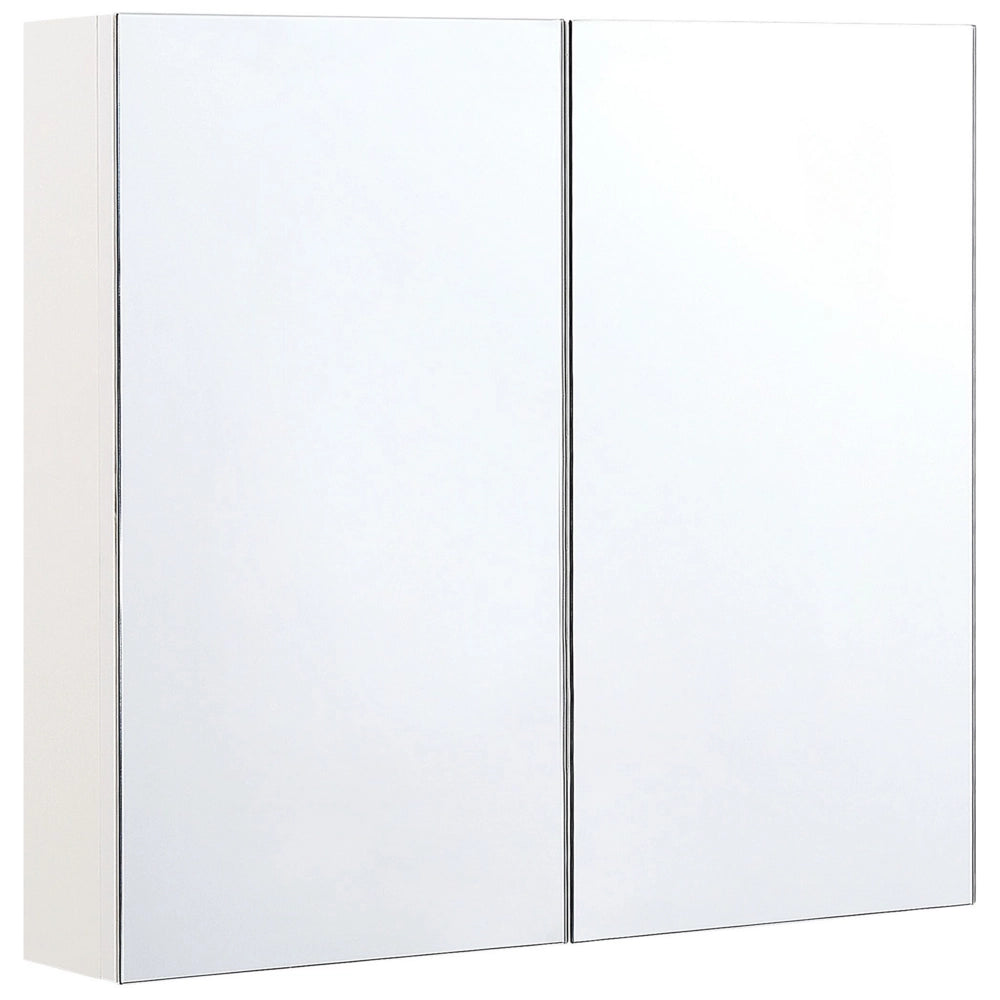 Armadietto a specchio per bagno in compensato bianco 80 x 70 cm Scaffali pensili a 2 ante