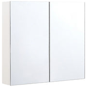 Armadietto a specchio per bagno in compensato bianco 80 x 70 cm Scaffali pensili a 2 ante